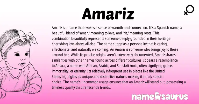 Infographic about Amariz name meaning, Amariz is a name from Spanish origin(s).