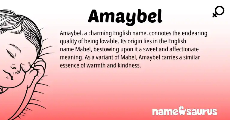 Infographic about Amaybel name meaning, Amaybel is a name from English origin(s).