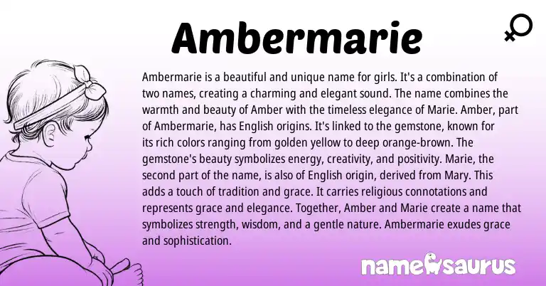 Infographic about Ambermarie name meaning, Ambermarie is a name from English origin(s).