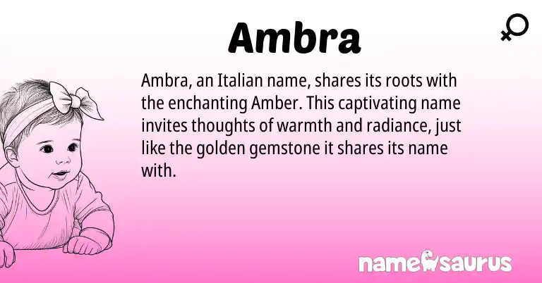Infographic about Ambra name meaning, Ambra is a name from Italian origin(s).