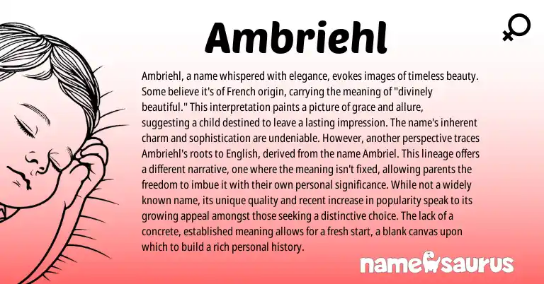 Infographic about Ambriehl name meaning, Ambriehl is a name from French origin(s).