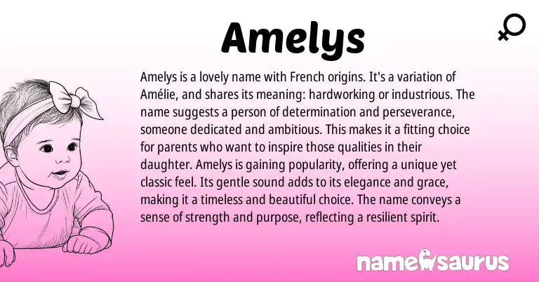 Infographic about Amelys name meaning, Amelys is a name from French origin(s).