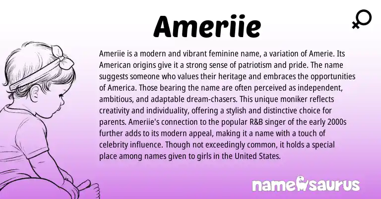 Infographic about Ameriie name meaning, Ameriie is a name from Other origin(s).