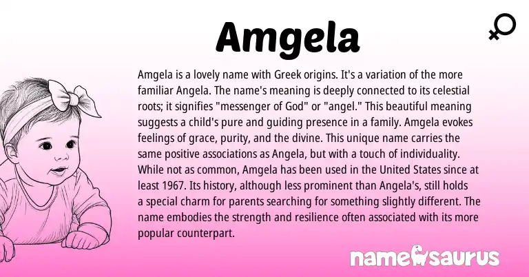 Infographic about Amgela name meaning, Amgela is a name from Greek origin(s).