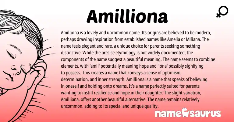 Infographic about Amilliona name meaning, Amilliona is a name from Latin origin(s).