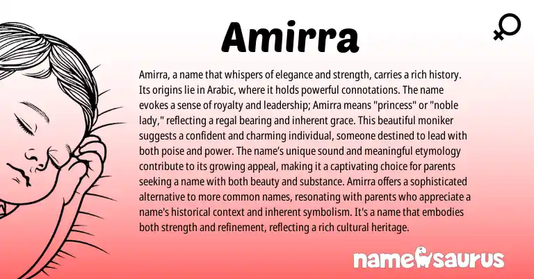 Infographic about Amirra name meaning, Amirra is a name from Other origin(s).