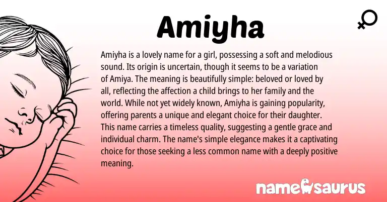Infographic about Amiyha name meaning, Amiyha is a name from Other origin(s).