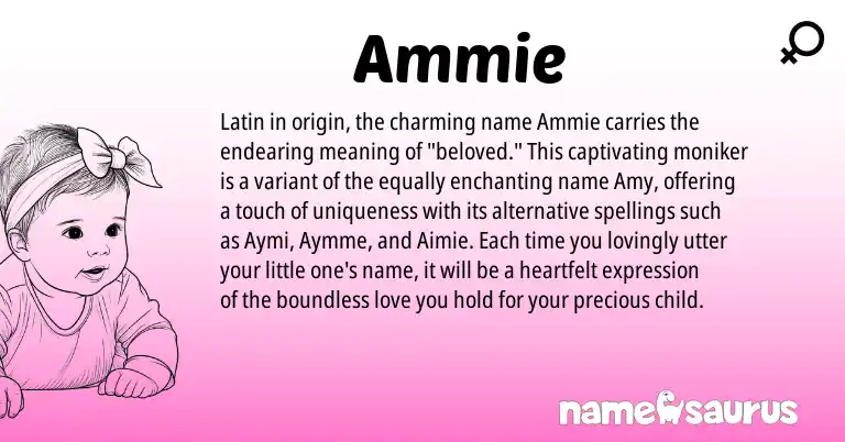Infographic about Ammie name meaning, Ammie is a name from Latin origin(s).