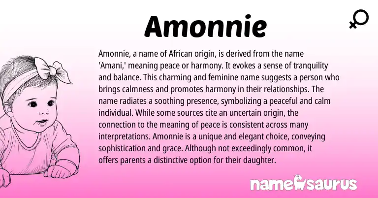 Infographic about Amonnie name meaning, Amonnie is a name from African origin(s).
