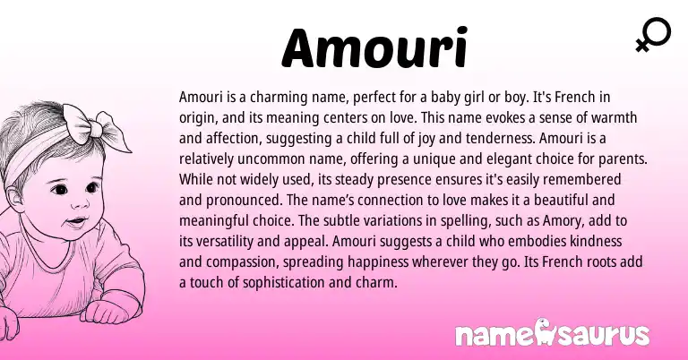Infographic about Amouri name meaning, Amouri is a name from French origin(s).