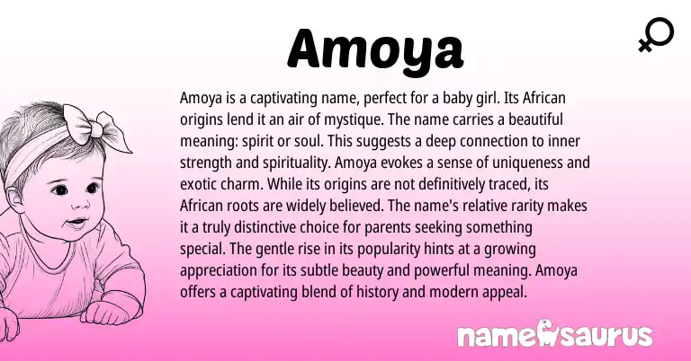 Infographic about Amoya name meaning, Amoya is a name from African origin(s).