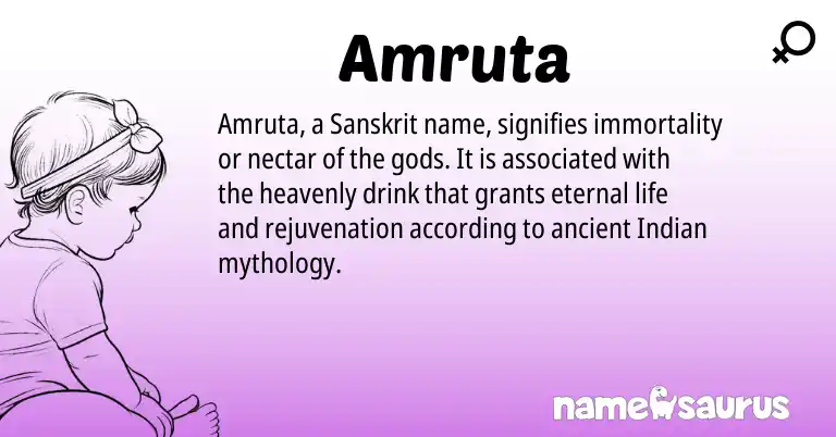 Infographic about Amruta name meaning, Amruta is a name from Sanskrit, Indian origin(s).