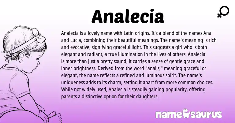 Infographic about Analecia name meaning, Analecia is a name from Latin origin(s).