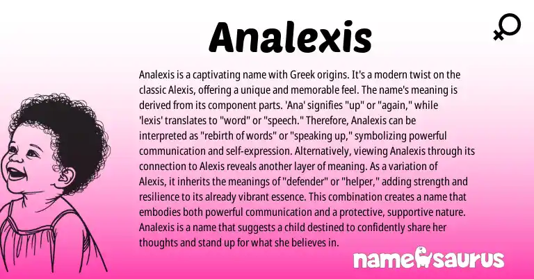Infographic about Analexis name meaning, Analexis is a name from Greek origin(s).