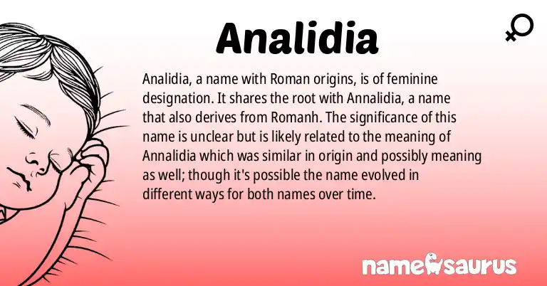 Infographic about Analidia name meaning, Analidia is a name from Romansh origin(s).