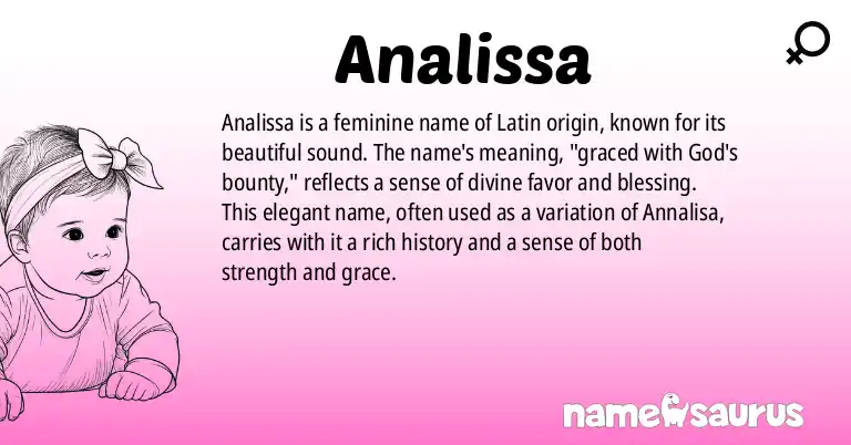 Infographic about Analissa name meaning, Analissa is a name from Latin origin(s).