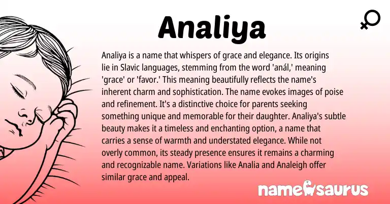 Infographic about Analiya name meaning, Analiya is a name from Slavic origin(s).