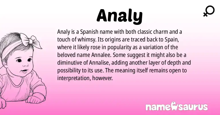 Infographic about Analy name meaning, Analy is a name from Spanish origin(s).