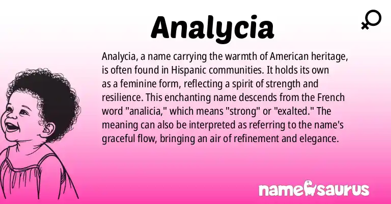 Infographic about Analycia name meaning, Analycia is a name from American (Hispanic) origin(s).