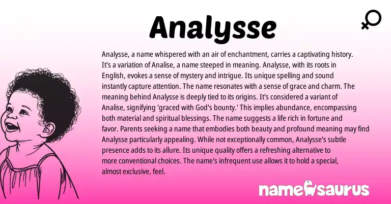 Infographic about Analysse name meaning, Analysse is a name from English origin(s).