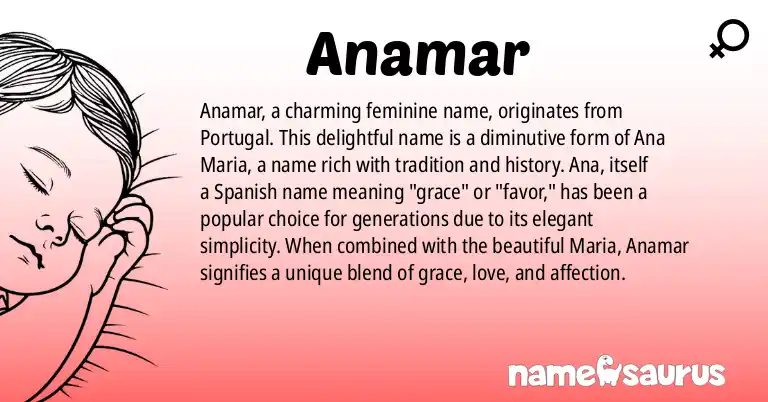 Infographic about Anamar name meaning, Anamar is a name from Portuguese origin(s).