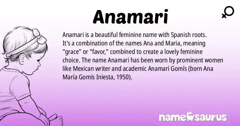 Infographic about Anamari name meaning, Anamari is a name from Spanish (Latin American) origin(s).