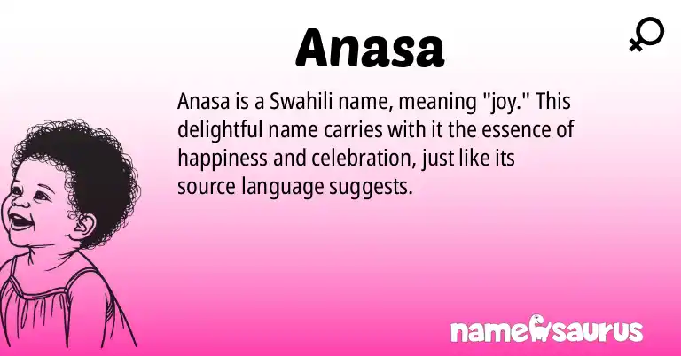 Infographic about Anasa name meaning, Anasa is a name from Swahili origin(s).
