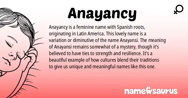 Infographic about Anayancy name meaning, Anayancy is a name from Spanish (Latin American) origin(s).