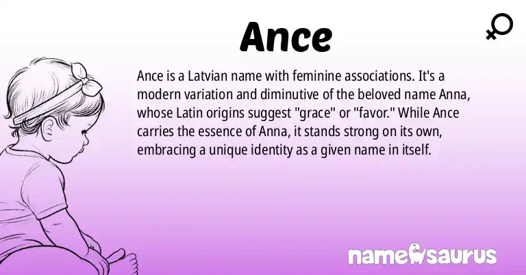 Infographic about Ance name meaning, Ance is a name from Latvian origin(s).