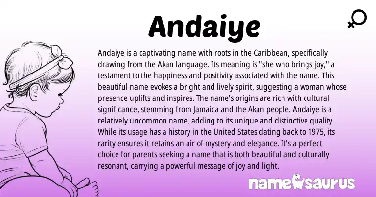Infographic about Andaiye name meaning, Andaiye is a name from Akan origin(s).