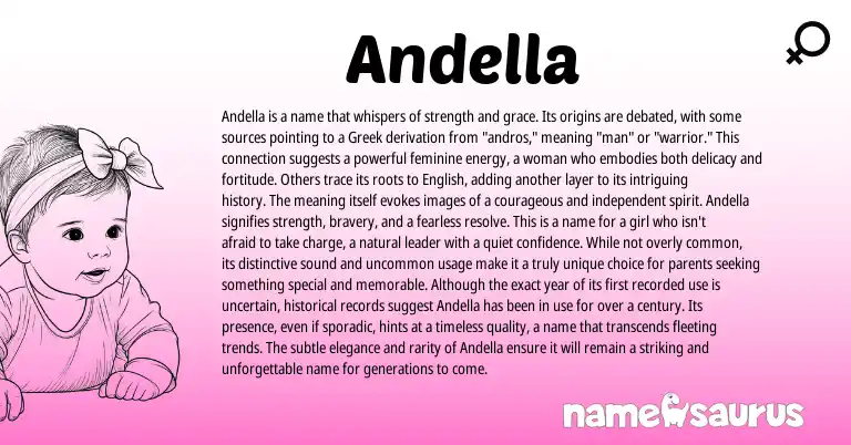 Infographic about Andella name meaning, Andella is a name from Greek origin(s).