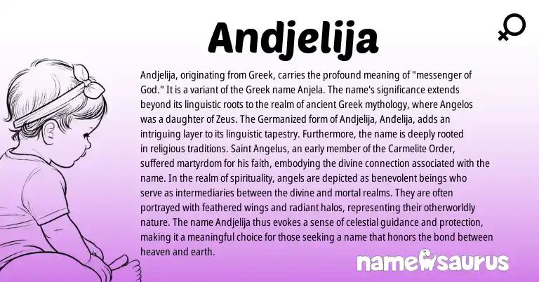 Infographic about Andjelija name meaning, Andjelija is a name from Greek origin(s).