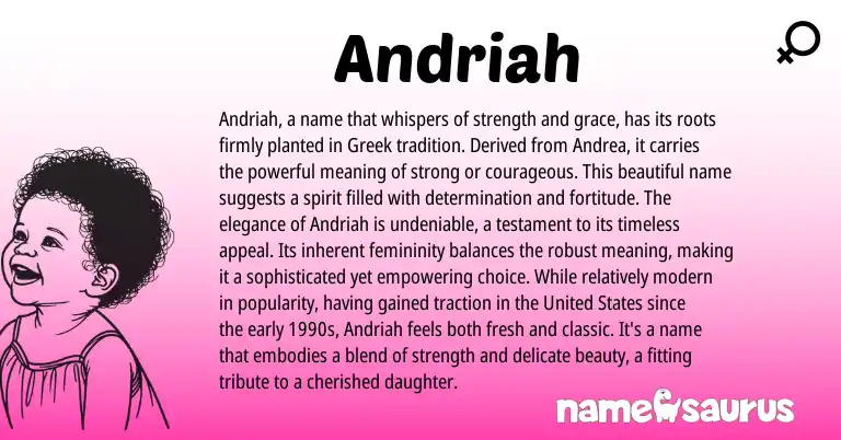 Infographic about Andriah name meaning, Andriah is a name from Greek, American origin(s).
