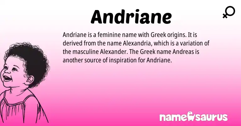 Infographic about Andriane name meaning, Andriane is a name from Greek origin(s).