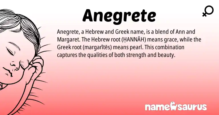 Infographic about Anegrete name meaning, Anegrete is a name from Hebrew, Greek origin(s).