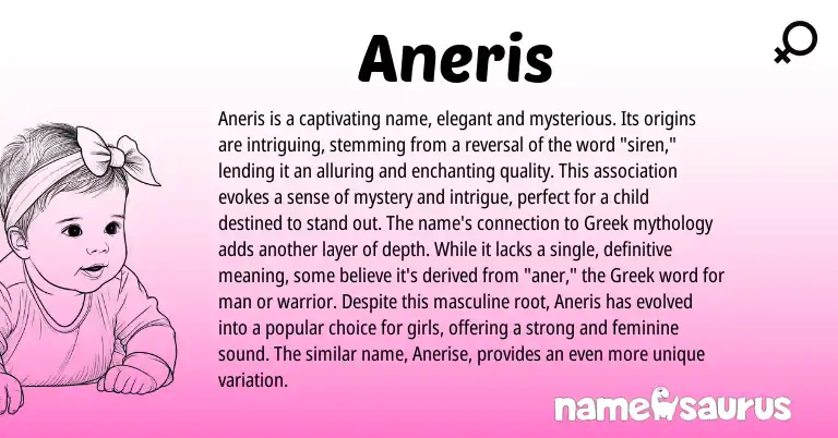 Infographic about Aneris name meaning, Aneris is a name from Greek origin(s).