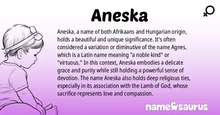 Infographic about Aneska name meaning, Aneska is a name from Afrikaans, Hungarian origin(s).