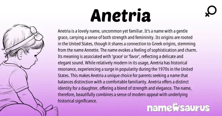 Infographic about Anetria name meaning, Anetria is a name from Greek origin(s).