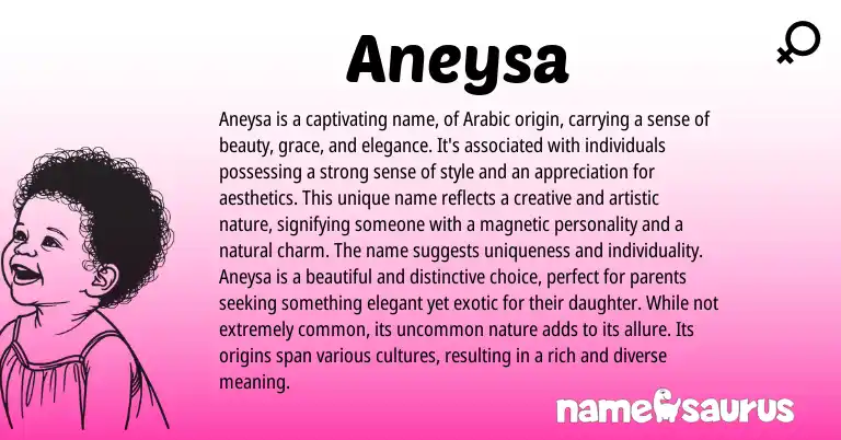 Infographic about Aneysa name meaning, Aneysa is a name from Arabic origin(s).