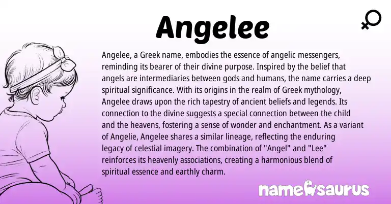 Infographic about Angelee name meaning, Angelee is a name from Greek origin(s).
