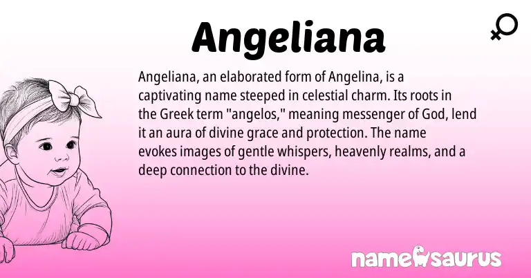 Infographic about Angeliana name meaning, Angeliana is a name from Greek origin(s).