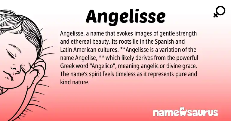Infographic about Angelisse name meaning, Angelisse is a name from Spanish (Latin American) origin(s).