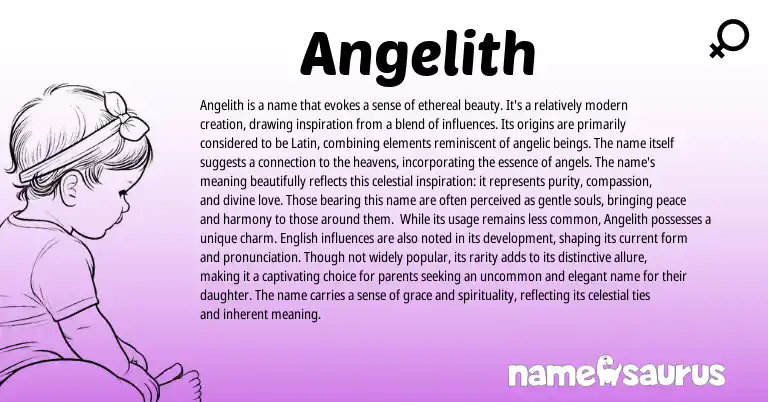 Infographic about Angelith name meaning, Angelith is a name from Latin origin(s).