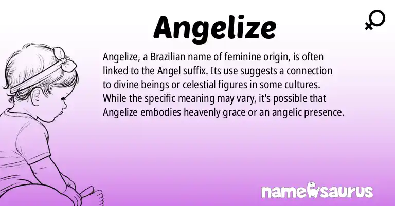 Infographic about Angelize name meaning, Angelize is a name from Brazilian origin(s).