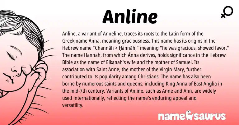 Infographic about Anline name meaning, Anline is a name from Latin, Hebrew, Greek origin(s).