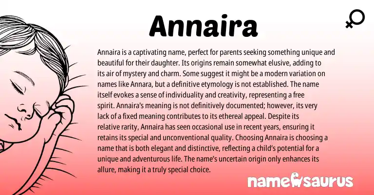 Infographic about Annaira name meaning, Annaira is a name from Other origin(s).