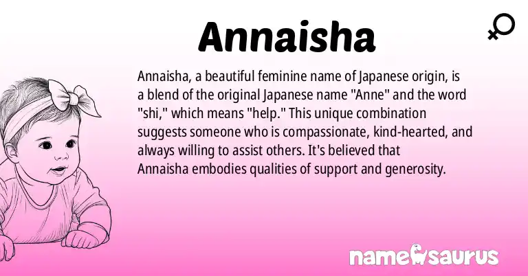 Infographic about Annaisha name meaning, Annaisha is a name from Japanese (Japanized) origin(s).