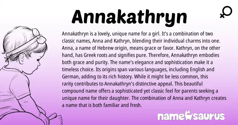 Infographic about Annakathryn name meaning, Annakathryn is a name from Greek, Hebrew origin(s).