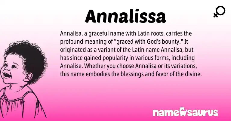 Infographic about Annalissa name meaning, Annalissa is a name from Latin origin(s).