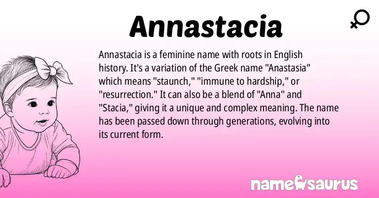 Infographic about Annastacia name meaning, Annastacia is a name from English origin(s).